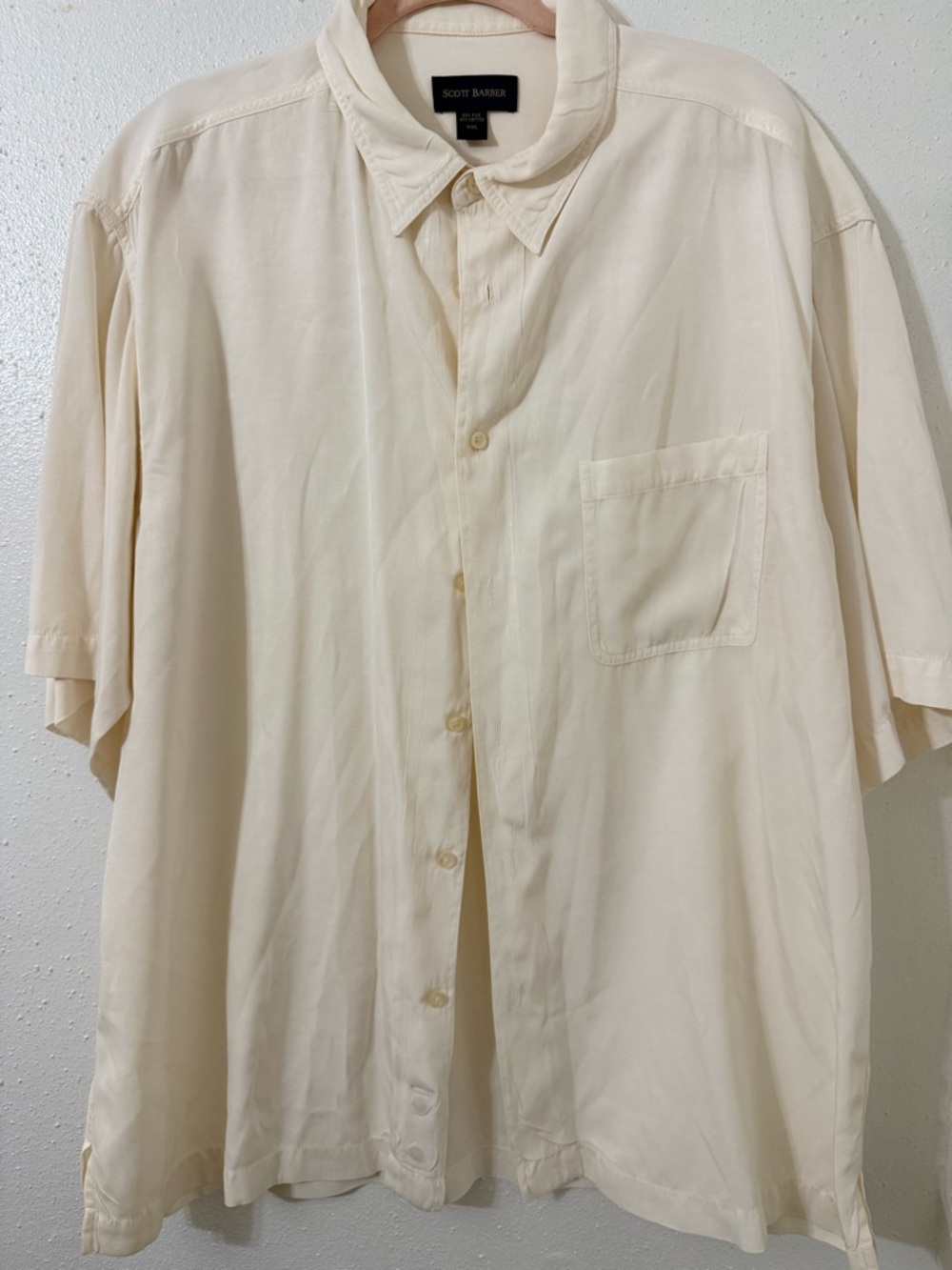 Scott Barber Men's Short-Sleeve Button-Down Shirt in Cream